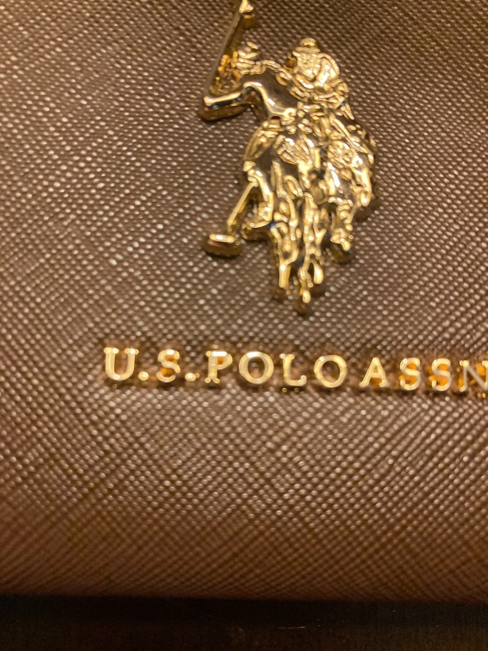 U.S. Polo Assn. Brown Leather Zip Wallet with Gold Logo